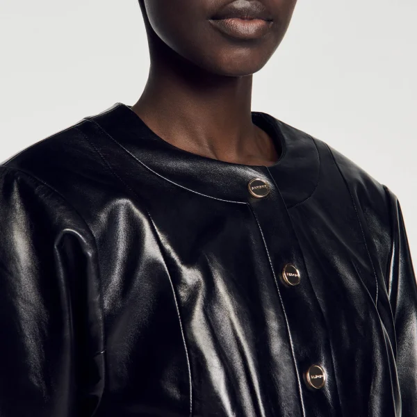 Hot Blouson En Cuir Glacé Femme Manteaux | Blousons & Vestes
