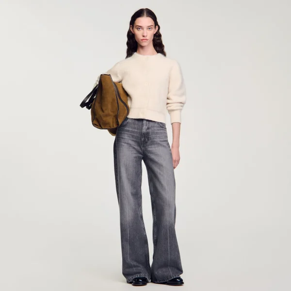 Hot Cardigan Court En Maille Duveteuse Femme Pulls & Cardigans