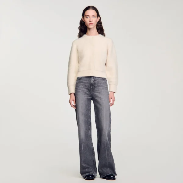 Hot Cardigan Court En Maille Duveteuse Femme Pulls & Cardigans