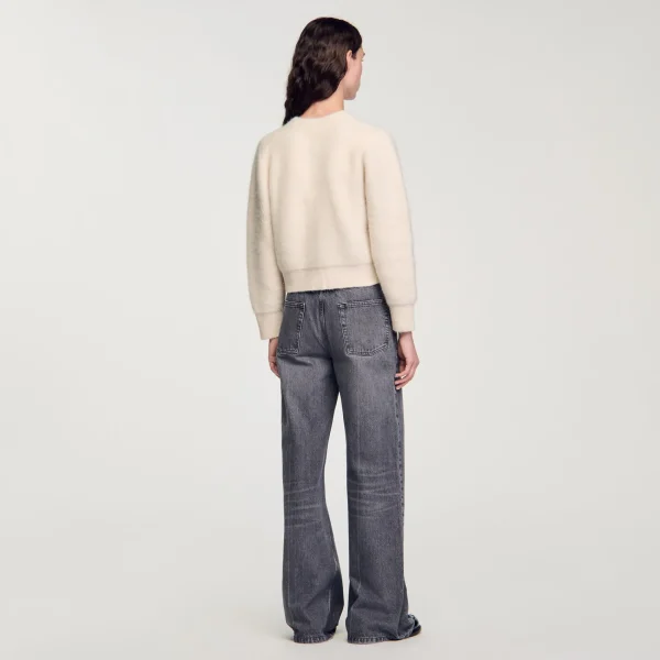 Hot Cardigan Court En Maille Duveteuse Femme Pulls & Cardigans