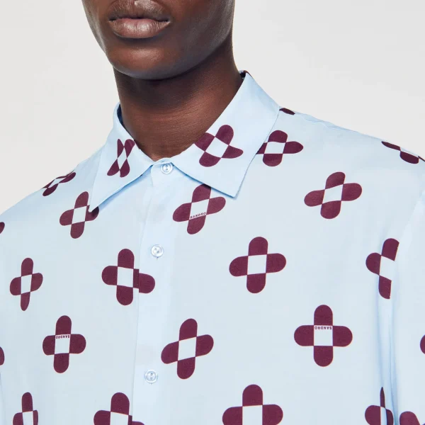 Clearance Chemise Cross Flower Manches Courtes Homme Chemises