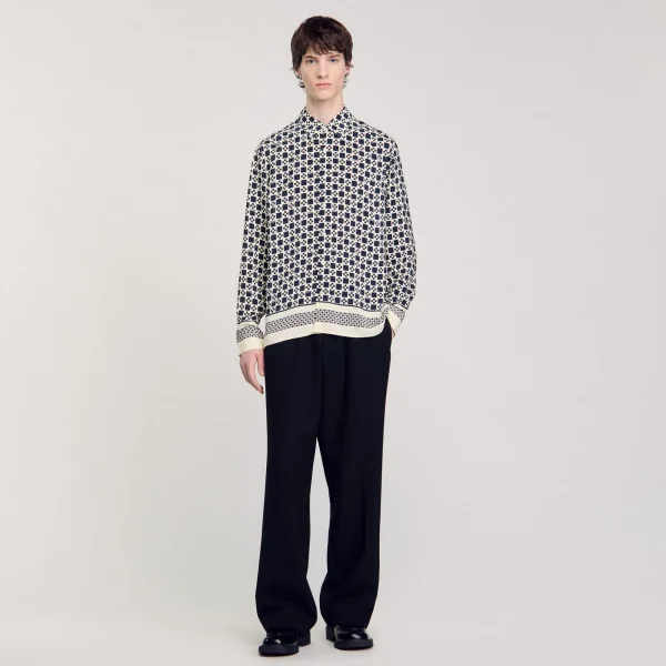New Chemise Fluide Imprimé Square Cross Homme Chemises