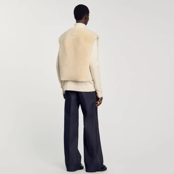 New Gilet Sans Manches En Mouton Retourné Homme Manteaux & Blousons