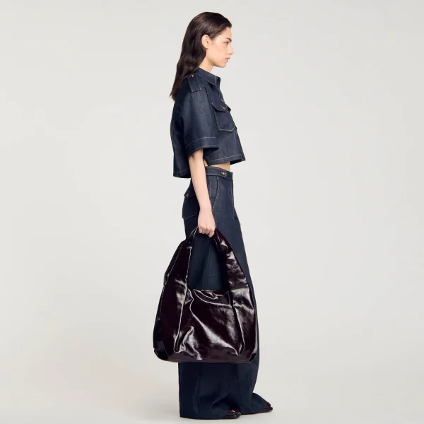 Best Sale Grand Sac En Cuir Brillant Femme Sacs Cabas | Sacs Porté Épaule