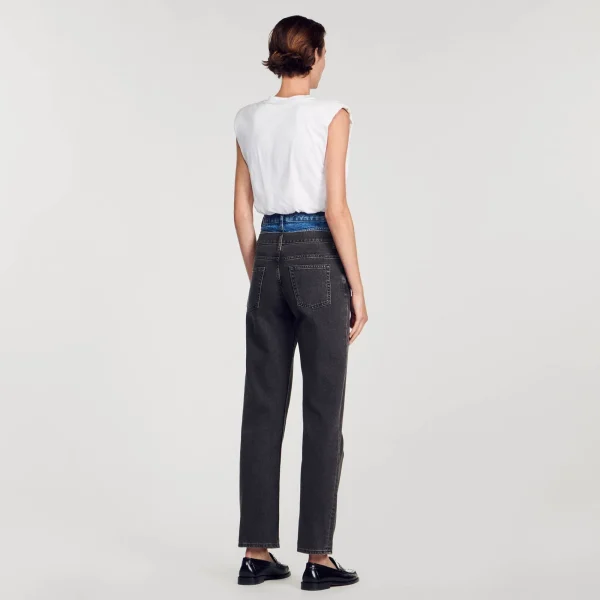 Store Jean Double Ceinture Bicolore Femme Pantalons & Jeans