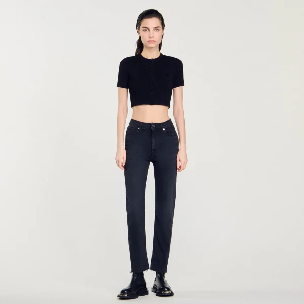 Online Jean Droit à Bords Francs Femme Pantalons & Jeans