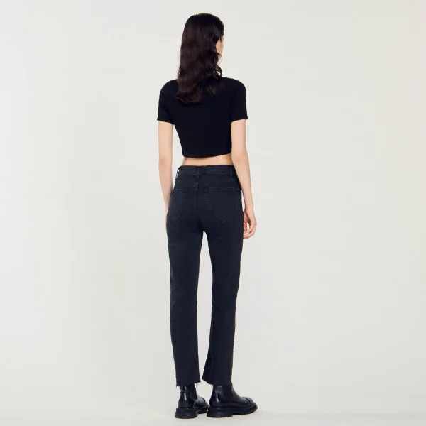 Online Jean Droit à Bords Francs Femme Pantalons & Jeans