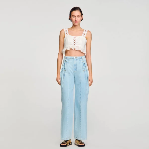 Fashion Jean Large à Plis Creux Femme Pantalons & Jeans
