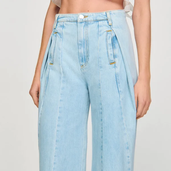 Fashion Jean Large à Plis Creux Femme Pantalons & Jeans