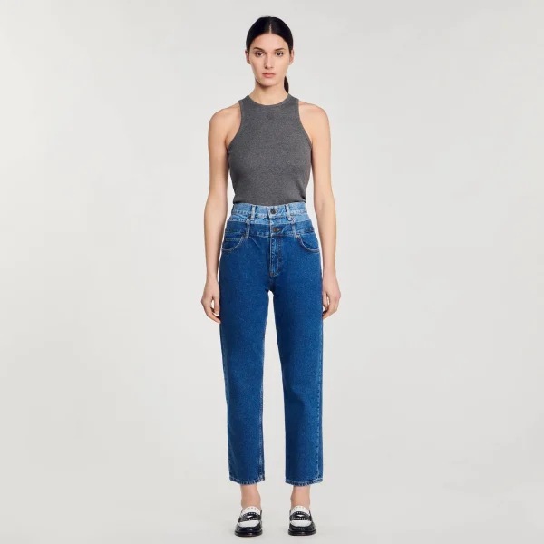 Outlet Jean Mom Double Ceinture Femme Pantalons & Jeans