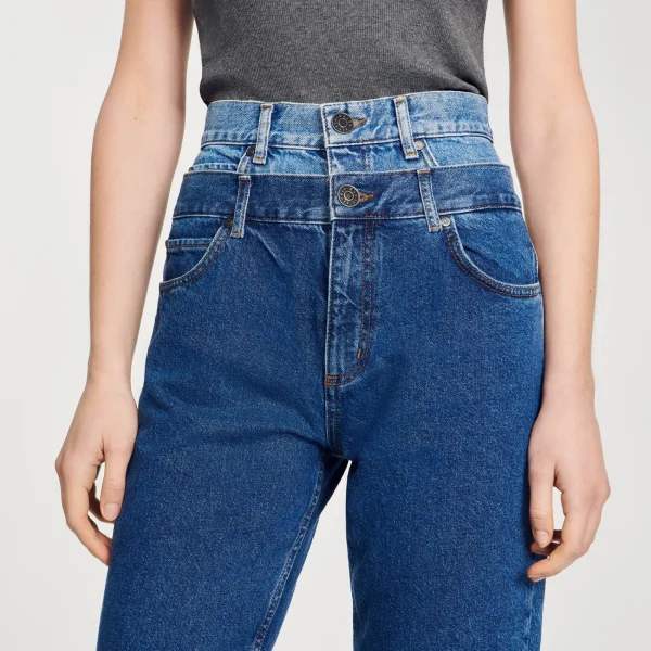 Outlet Jean Mom Double Ceinture Femme Pantalons & Jeans