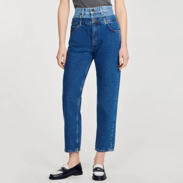 Outlet Jean Mom Double Ceinture Femme Pantalons & Jeans
