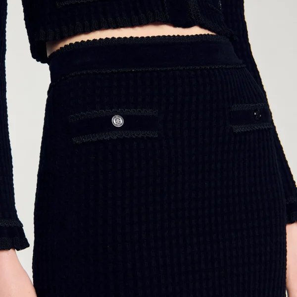 New Jupe Midi En Maille Velours Femme Ensembles | Jupes & Shorts