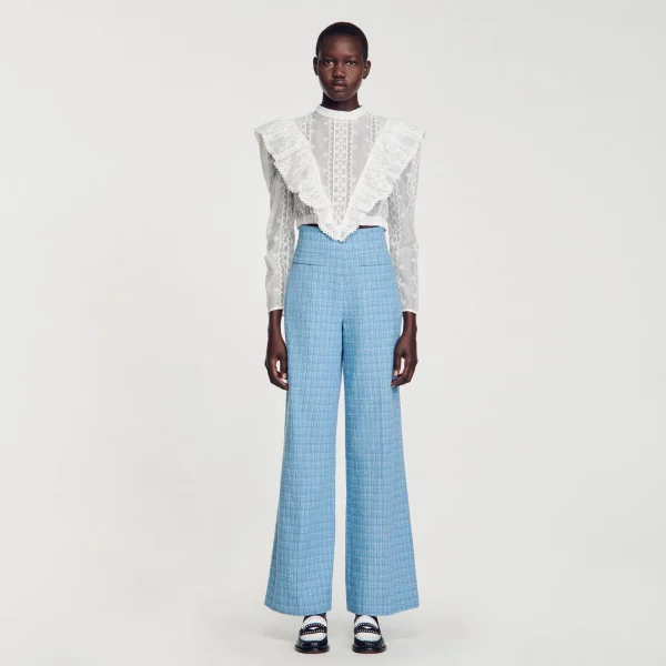 New Pantalon De Costume Large En Tweed Femme Costumes | Pantalons & Jeans