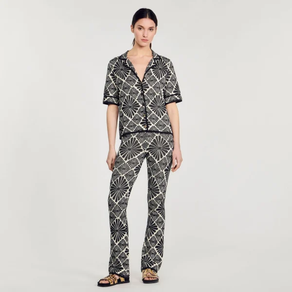 Outlet Pantalon Jacquard Fleur Femme Ensembles | Pantalons & Jeans