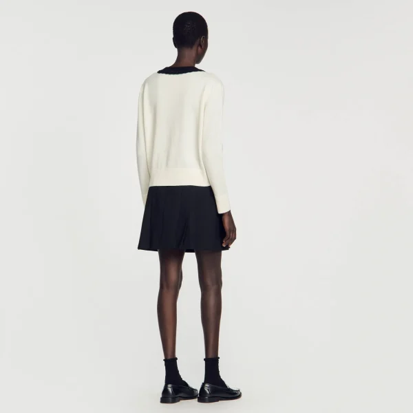 Best Sale Pull Col V Bicolore En Laine Femme Pulls & Cardigans