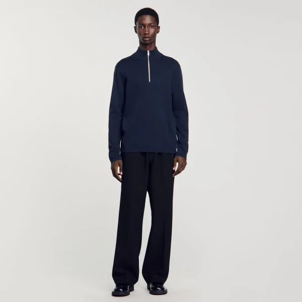 Outlet Pull En Laine à Col Zippé Homme Pulls & Gilets