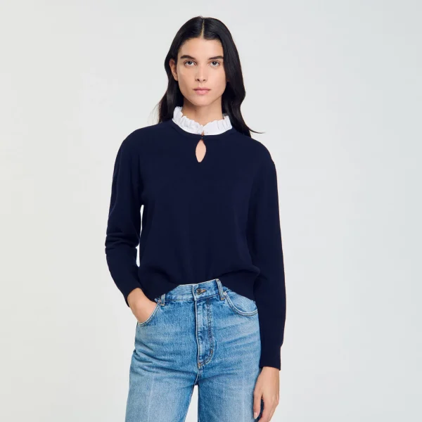Cheap Pull En Laine Et Cachemire à Volant Femme Pulls & Cardigans