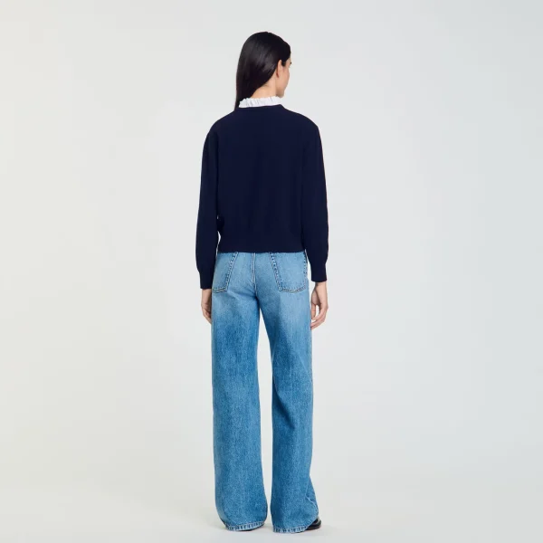 Cheap Pull En Laine Et Cachemire à Volant Femme Pulls & Cardigans
