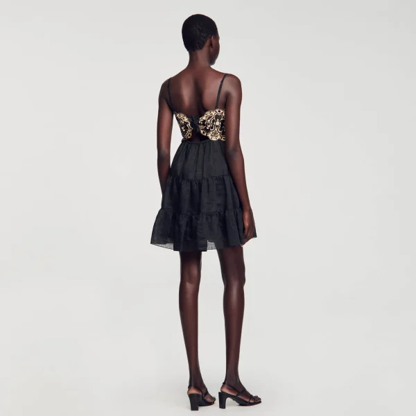 Clearance Robe Bicolore Brodée Femme Robes