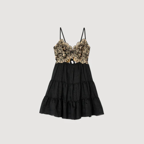 Clearance Robe Bicolore Brodée Femme Robes
