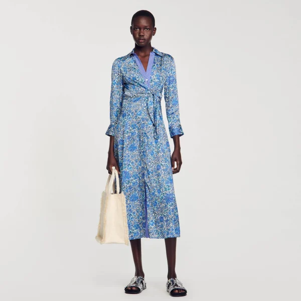 Store Robe Chemise Midi à Imprimé Fleuri Femme Robes
