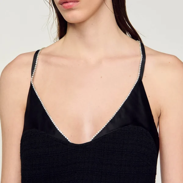 Sale Robe Courte à Bretelles Strassées Femme Robes