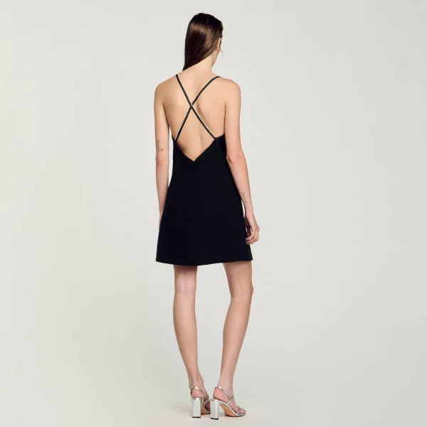 Sale Robe Courte à Bretelles Strassées Femme Robes