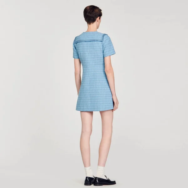 Outlet Robe Courte Boutonnée En Tweed Femme Robes