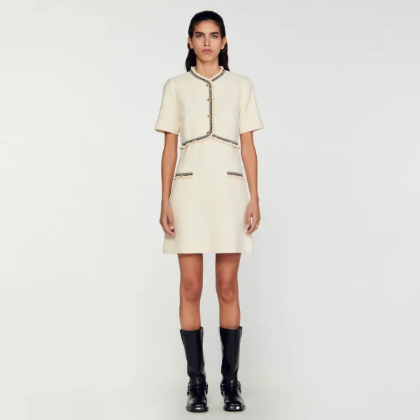 New Robe Courte En Tweed Femme Robes