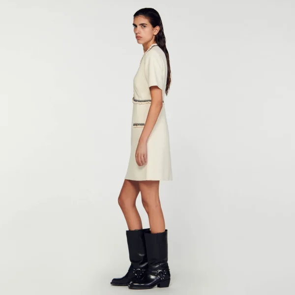 New Robe Courte En Tweed Femme Robes