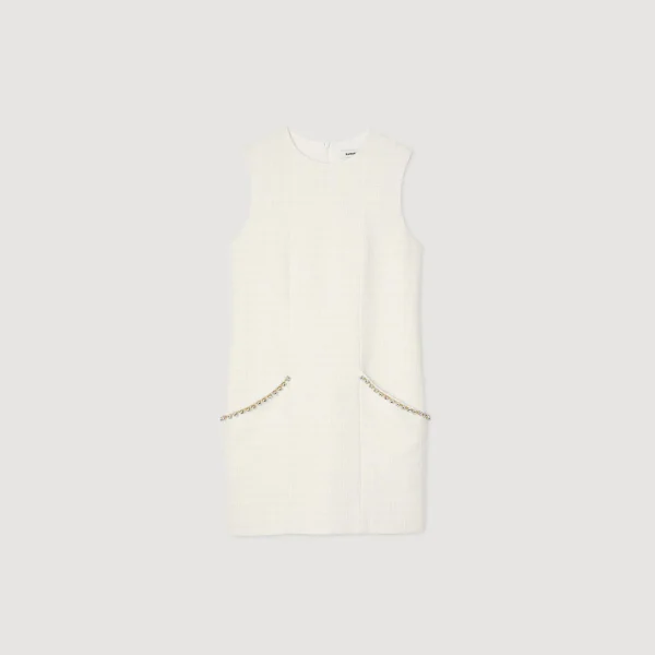 Discount Robe Courte En Tweed à Détails Strass Femme Robes