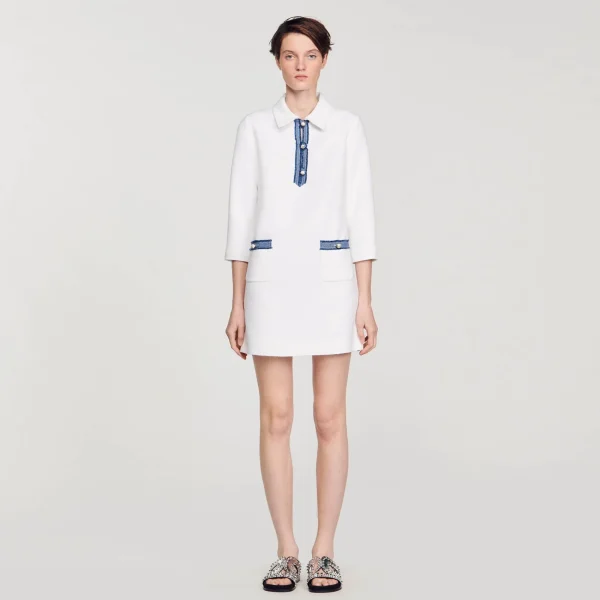 Fashion Robe Courte En Tweed à Manches Longues Femme Robes