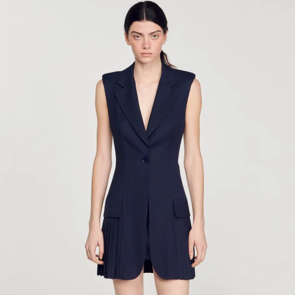 Cheap Robe Courte Tailleur Plissée Femme Robes