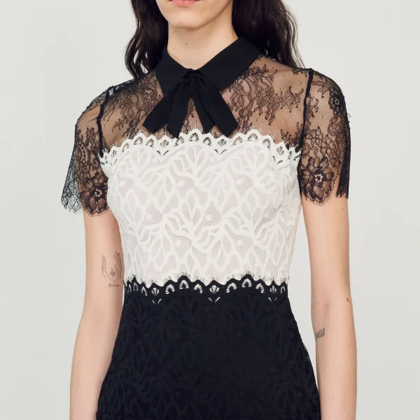 Discount Robe En Dentelle Bi-couleur Femme Robes