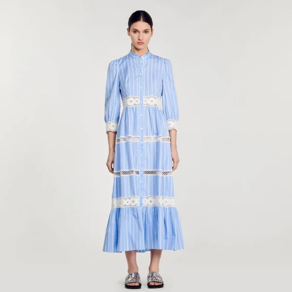 Cheap Robe Longue à Rayures En Coton Femme Robes