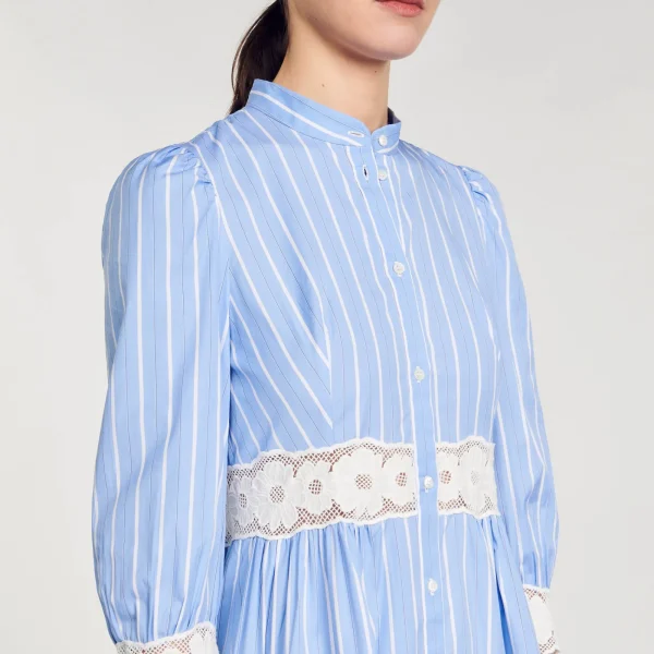 Cheap Robe Longue à Rayures En Coton Femme Robes
