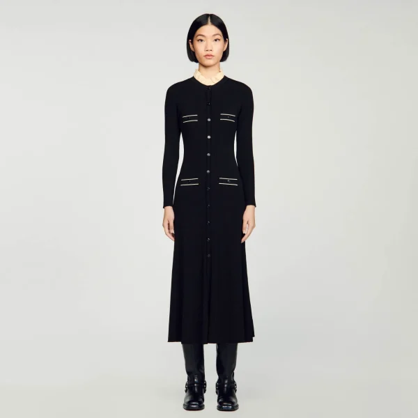 Cheap Robe Longue En Maille Côtelée Femme Robes