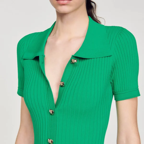 Cheap Robe Longue En Maille Côtelée Femme Robes