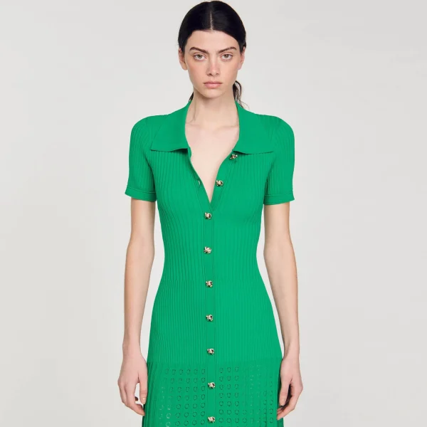 Cheap Robe Longue En Maille Côtelée Femme Robes