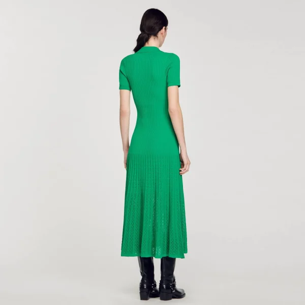 Cheap Robe Longue En Maille Côtelée Femme Robes