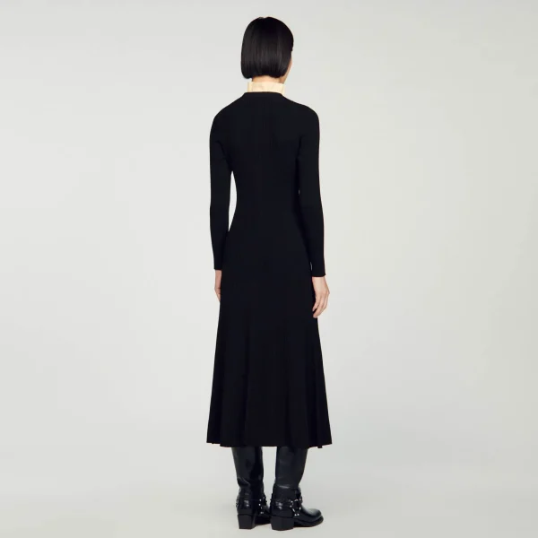 Cheap Robe Longue En Maille Côtelée Femme Robes