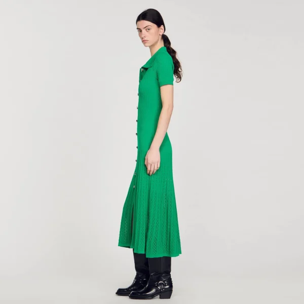 Cheap Robe Longue En Maille Côtelée Femme Robes