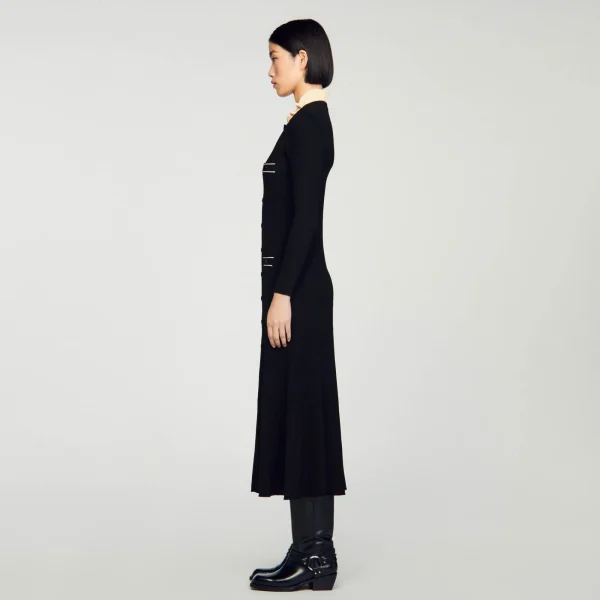 Cheap Robe Longue En Maille Côtelée Femme Robes