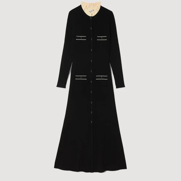 Cheap Robe Longue En Maille Côtelée Femme Robes