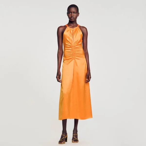 Flash Sale Robe Longue Satinée Froncée Femme Robes