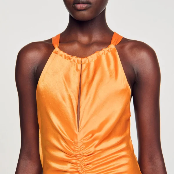 Flash Sale Robe Longue Satinée Froncée Femme Robes