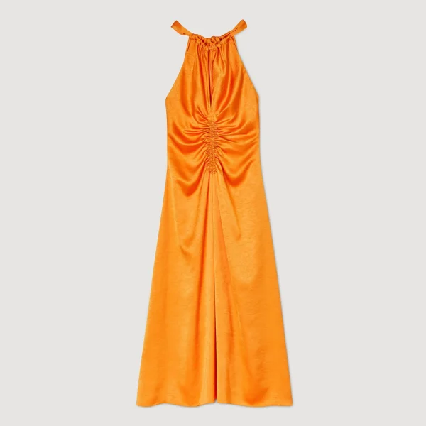 Flash Sale Robe Longue Satinée Froncée Femme Robes