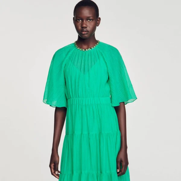 Discount Robe Midi à Col Strassé Femme Robes