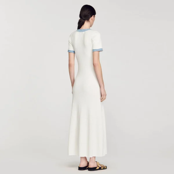 Best Robe Midi En Maille Et Denim Femme Robes
